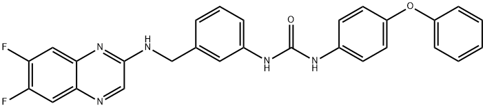 Urea, N-[3-[[(6,7-difluoro-2-quinoxalinyl)amino]methyl]phenyl]-N'-(4-phenoxyphenyl)- Structure