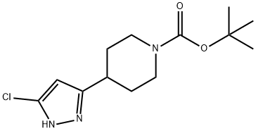 1-Piperidinecarboxylic acid, 4-(5-chloro-1H-pyrazol-3-yl)-, 1,1-dimethylethyl ester Struktur