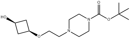 1-Piperazinecarboxylic acid, 4-[2-[(cis-3-hydroxycyclobutyl)oxy]ethyl]-, 1,1-dimethylethyl ester Struktur