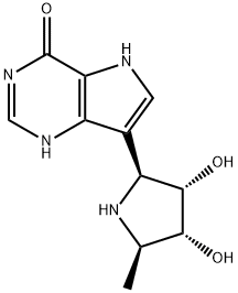 4H-Pyrrolo3,2-dpyrimidin-4-one, 7-(2S,3S,4R,5R)-3,4-dihydroxy-5-methyl-2-pyrrolidinyl-1,5-dihydro- Struktur