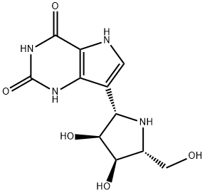 1H-Pyrrolo3,2-dpyrimidine-2,4(3H,5H)-dione, 7-(2S,3S,4R,5R)-3,4-dihydroxy-5-(hydroxymethyl)-2-pyrrolidinyl- Struktur