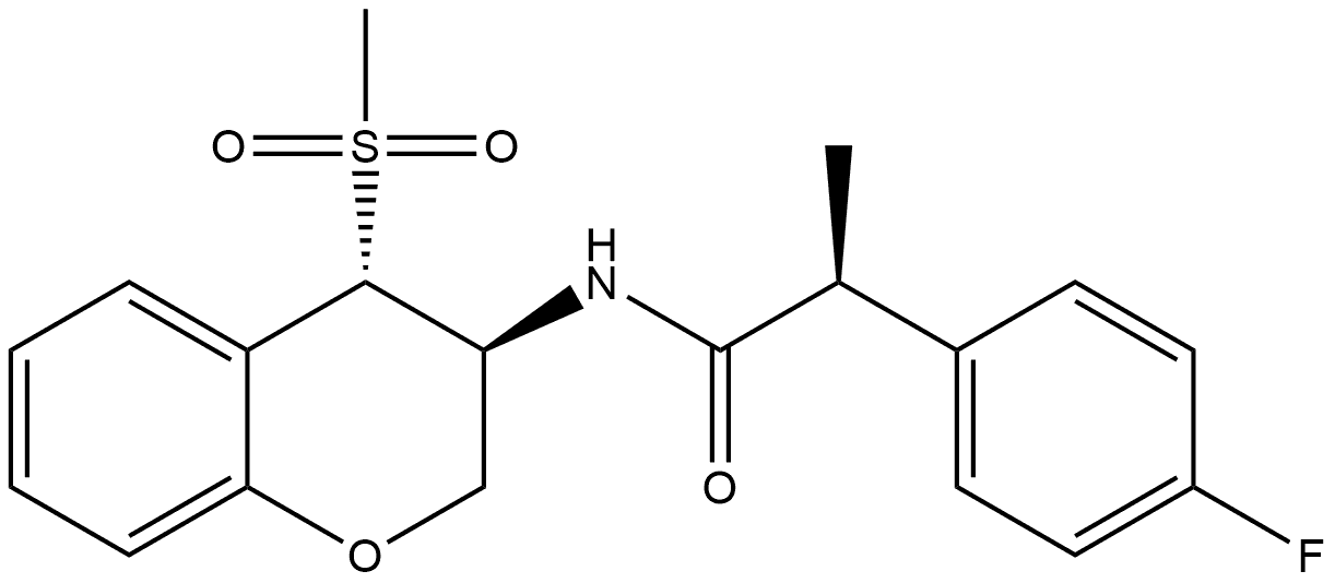 Benzeneacetamide, N-[(3S,4S)-3,4-dihydro-4-(methylsulfonyl)-2H-1-benzopyran-3-yl]-4-fluoro-α-methyl-, (αS)- Struktur