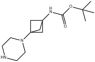 Carbamic acid, N-[3-(1-piperazinyl)bicyclo[1.1.1]pent-1-yl]-, 1,1-dimethylethyl ester Struktur