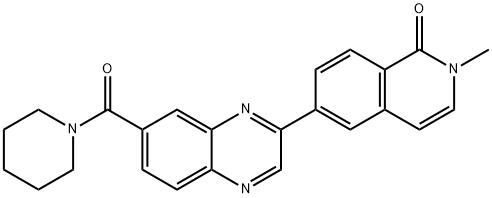 1(2H)-Isoquinolinone, 2-methyl-6-[7-(1-piperidinylcarbonyl)-2-quinoxalinyl]- Struktur