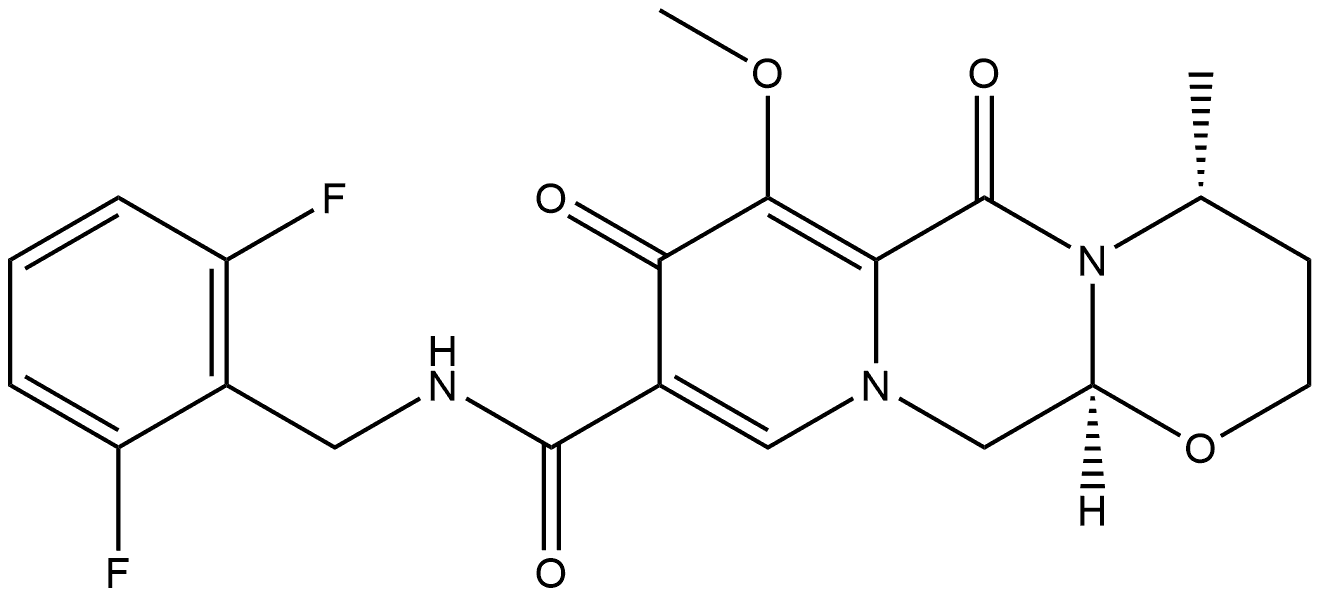 (4R,12aS)-N-[(2,6-Difluorophenyl)methyl]-3,4,6,8,12,12a-hexahydro-7-methoxy-4-methyl-6,8-dioxo-2H-pyrido[1′,2′:4,5]pyrazino[2,1-b][1,3]oxazine-9-carboxamide Struktur