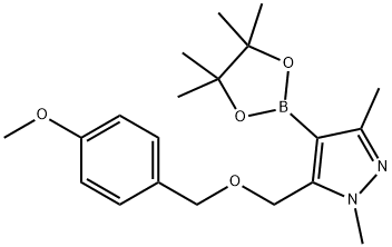 1H-Pyrazole, 5-[[(4-methoxyphenyl)methoxy]methyl]-1,3-dimethyl-4-(4,4,5,5-tetramethyl-1,3,2-dioxaborolan-2-yl)- Struktur