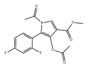 1H-Pyrrole-3-carboxylic acid, 1-acetyl-4-(acetyloxy)-5-(2,4-difluorophenyl)-, methyl ester Struktur