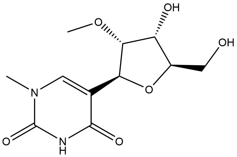 2,4(1H,3H)-Pyrimidinedione, 1-methyl-5-(2-O-methyl-β-D-ribofuranosyl)- Struktur