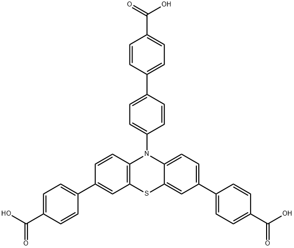 [1,1'-Biphenyl]-4-carboxylic acid, 4'-[3,7-bis(4-carboxyphenyl)-10H-phenothiazin-10-yl]- Struktur