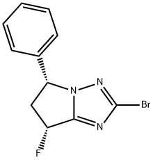 5H-Pyrrolo[1,2-b][1,2,4]triazole, 2-bromo-7-fluoro-6,7-dihydro-5-phenyl-, (5R,7R)- Struktur