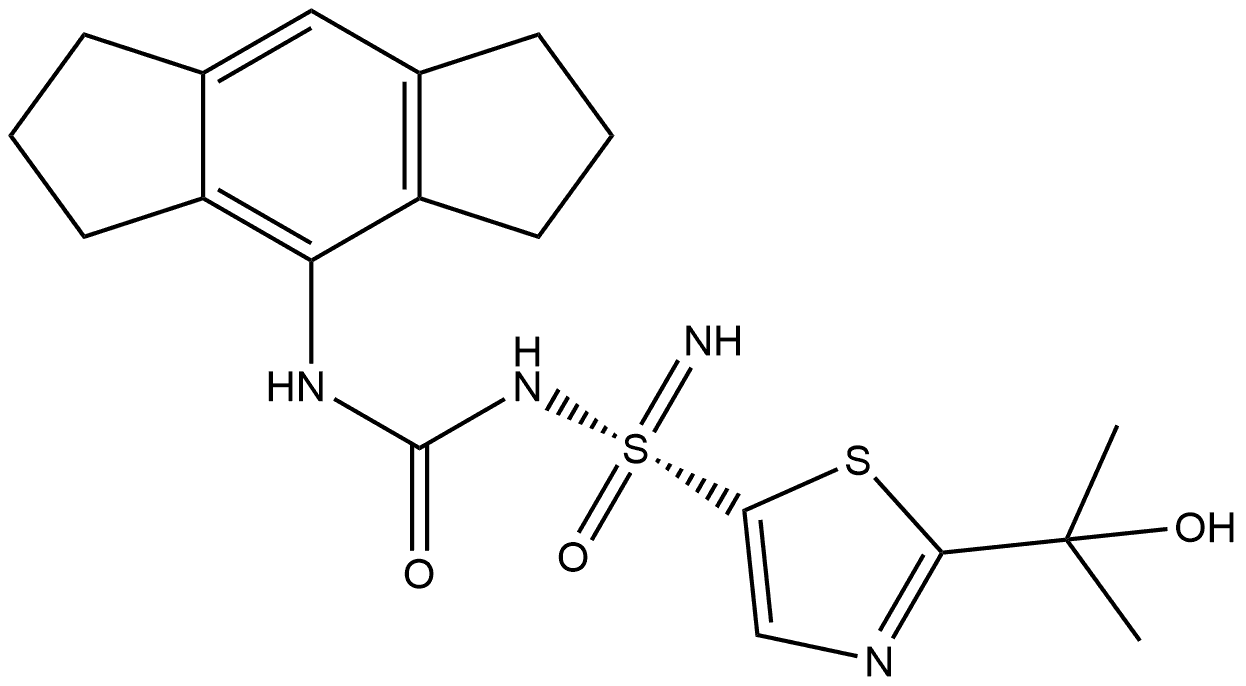 [S(R)]-N-[[(1,2,3,5,6,7-Hexahydro-s-indacen-4-yl)amino]carbonyl]-2-(1-hydroxy-1-methylethyl)-5-thiazolesulfonimidamide Struktur