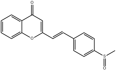 4H-1-Benzopyran-4-one, 2-[(1E)-2-[4-(methylsulfinyl)phenyl]ethenyl]- Struktur