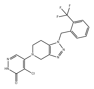 3(2H)-Pyridazinone, 4-chloro-5-[1,4,6,7-tetrahydro-1-[[2-(trifluoromethyl)phenyl]methyl]-5H-1,2,3-triazolo[4,5-c]pyridin-5-yl]- Structure