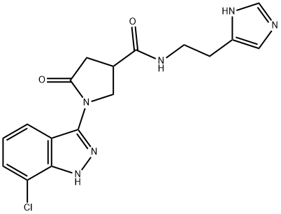 3-Pyrrolidinecarboxamide, 1-(7-chloro-1H-indazol-3-yl)-N-[2-(1H-imidazol-5-yl)ethyl]-5-oxo- Struktur