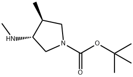 1-Pyrrolidinecarboxylic acid, 3-methyl-4-(methylamino)-, 1,1-dimethylethyl ester, (3S,4R)- Struktur