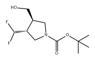 1-Pyrrolidinecarboxylic acid, 3-(difluoromethyl)-4-(hydroxymethyl)-, 1,1-dimethylethyl ester, (3R,4R)- Struktur