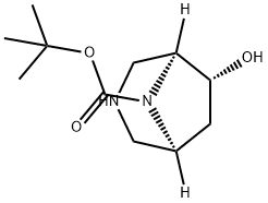 3,8-Diazabicyclo[3.2.1]octane-8-carboxylic acid, 6-hydroxy-, 1,1-dimethylethyl ester, (1S,5S,6R)- Struktur