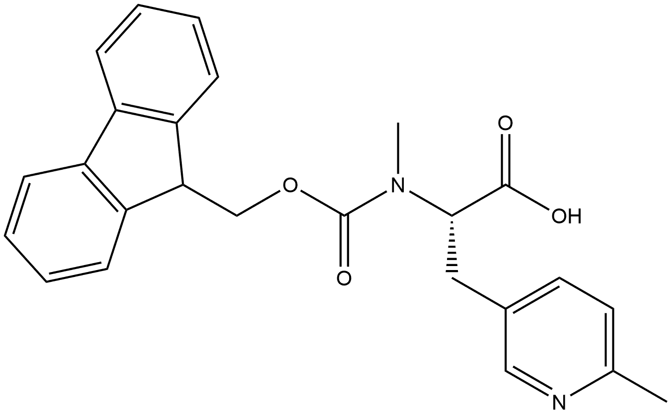 (2S)-2-({[(9H-fluoren-9-yl)methoxy]carbonyl}(methyl)amino)-3-(6-methylpyridin-3-yl)propanoic acid Struktur