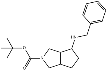 Cyclopenta[c]pyrrole-2(1H)-carboxylic acid, hexahydro-4-[(phenylmethyl)amino]-, 1,1-dimethylethyl ester Struktur