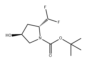 1-Pyrrolidinecarboxylic acid, 2-(difluoromethyl)-4-hydroxy-, 1,1-dimethylethyl ester, (2R,4S)- Struktur