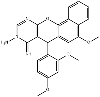 7H-Naphtho[2',1':5,6]pyrano[2,3-d]pyrimidin-9(8H)-amine, 7-(2,4-dimethoxyphenyl)-8-imino-5-methoxy- Struktur