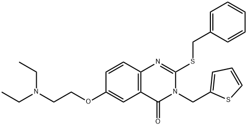 4(3H)-Quinazolinone, 6-[2-(diethylamino)ethoxy]-2-[(phenylmethyl)thio]-3-(2-thienylmethyl)- Struktur