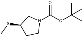 1-Pyrrolidinecarboxylic acid, 3-(methylthio)-, 1,1-dimethylethyl ester, (3R)- Struktur