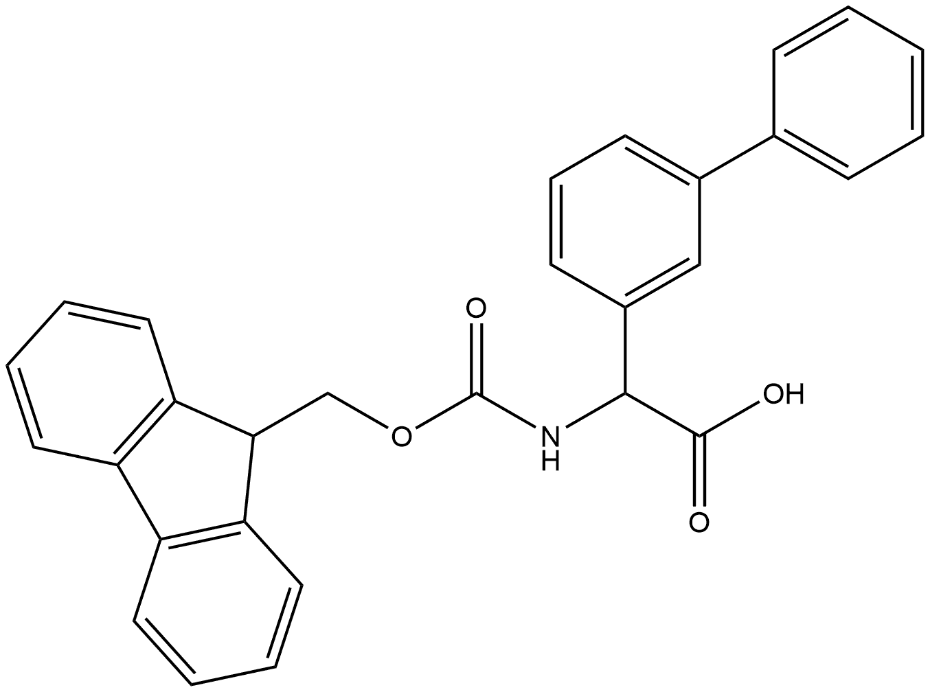 2-{[1,1'-biphenyl]-3-yl}-2-({[(9H-fluoren-9-yl)metho
xy]carbonyl}amino)acetic acid Struktur