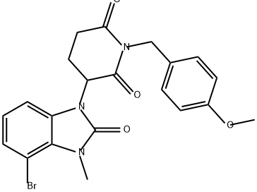 2,6-Piperidinedione, 3-(4-bromo-2,3-dihydro-3-methyl-2-oxo-1H-benzimidazol-1-yl)-1-[(4-methoxyphenyl)methyl]- Struktur