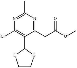 4-Pyrimidineacetic acid, 6-chloro-5-(1,3-dioxolan-2-yl)-2-methyl-, methyl ester Struktur