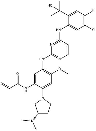 2-Propenamide, N-[5-[[4-[[5-chloro-4-fluoro-2-(1-hydroxy-1-methylethyl)phenyl]amino]-2-pyrimidinyl]amino]-2-[(3S)-3-(dimethylamino)-1-pyrrolidinyl]-4-methoxyphenyl]- Struktur