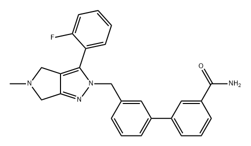 [1,1'-Biphenyl]-3-carboxamide, 3'-[[3-(2-fluorophenyl)-5,6-dihydro-5-methylpyrrolo[3,4-c]pyrazol-2(4H)-yl]methyl]- Struktur