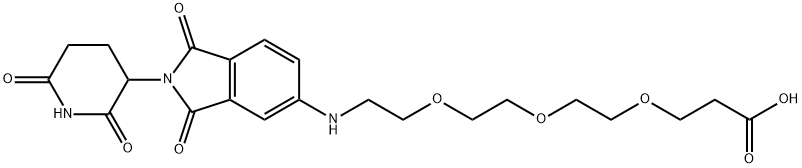 Propanoic acid, 3-[2-[2-[2-[[2-(2,6-dioxo-3-piperidinyl)-2,3-dihydro-1,3-dioxo-1H-isoindol-5-yl]amino]ethoxy]ethoxy]ethoxy]- Struktur