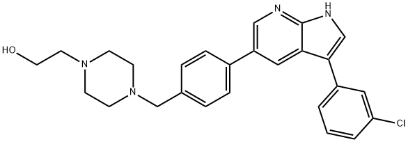 1-Piperazineethanol, 4-[[4-[3-(3-chlorophenyl)-1H-pyrrolo[2,3-b]pyridin-5-yl]phenyl]methyl]- Struktur