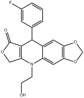 1,3-Dioxolo[4,5-g]furo[3,4-b]quinolin-8(5H)-one, 9-(3-fluorophenyl)-6,9-dihydro-5-(2-hydroxyethyl)- Struktur