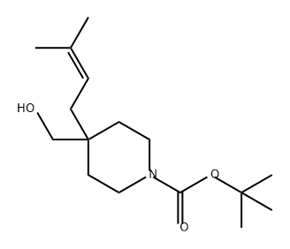 1-Piperidinecarboxylic acid, 4-(hydroxymethyl)-4-(3-methyl-2-buten-1-yl)-, 1,1-dimethylethyl ester Struktur