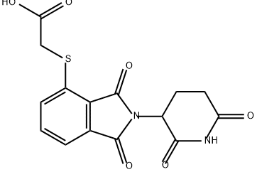 Acetic acid, 2-[[2-(2,6-dioxo-3-piperidinyl)-2,3-dihydro-1,3-dioxo-1H-isoindol-4-yl]thio]- Struktur