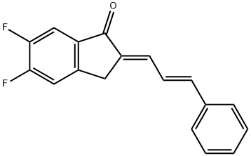 (E)-5,6-difluoro-2-((E)-3-phenylallylidene)-2,3-dihydro-1H-inden-1-one Struktur