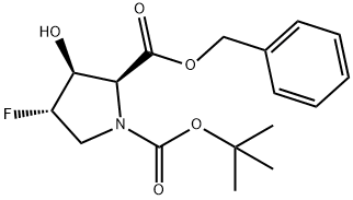 1,2-Pyrrolidinedicarboxylic acid, 4-fluoro-3-hydroxy-, 1-(1,1-dimethylethyl) 2-(phenylmethyl) ester, (2S,3S,4S)- Struktur