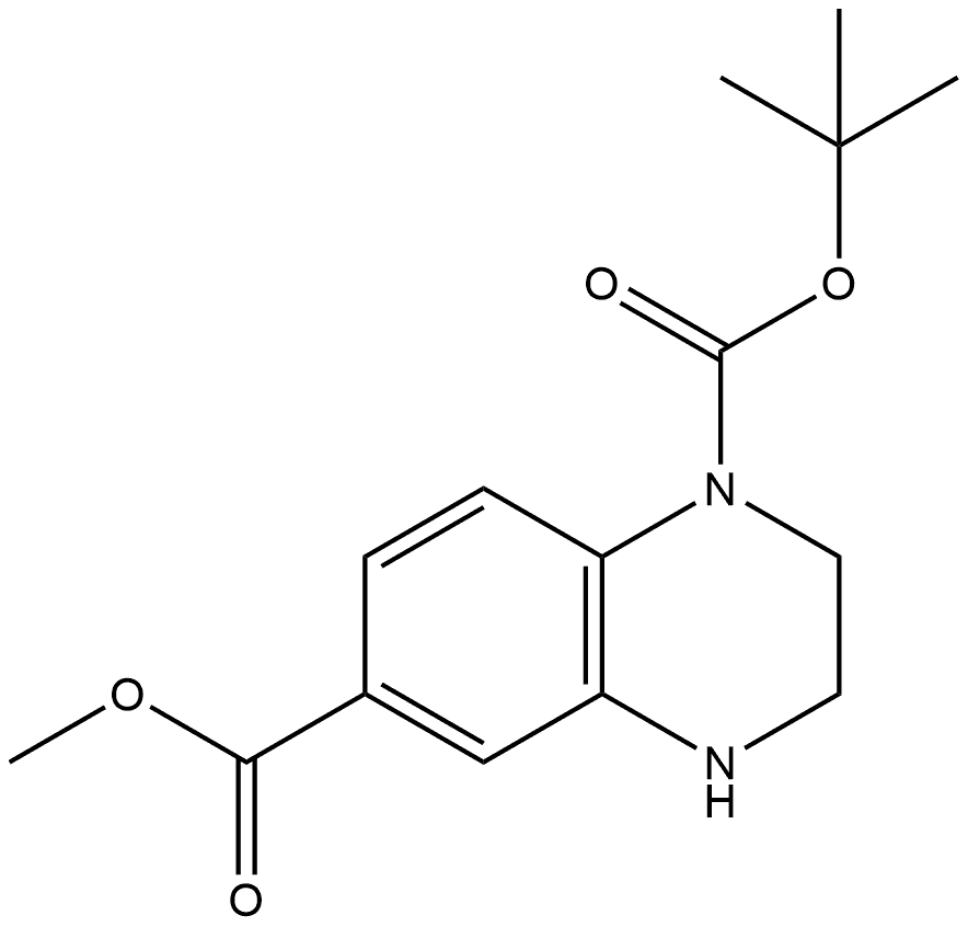 3,4-Dihydro-2H-quinoxaline-1,6-dicarboxylic acid 1-tert-butyl ester 6-methyl ester Struktur