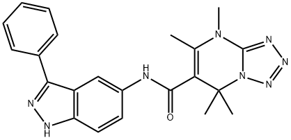 Tetrazolo[1,5-a]pyrimidine-6-carboxamide, 4,7-dihydro-4,5,7,7-tetramethyl-N-(3-phenyl-1H-indazol-5-yl)- Struktur