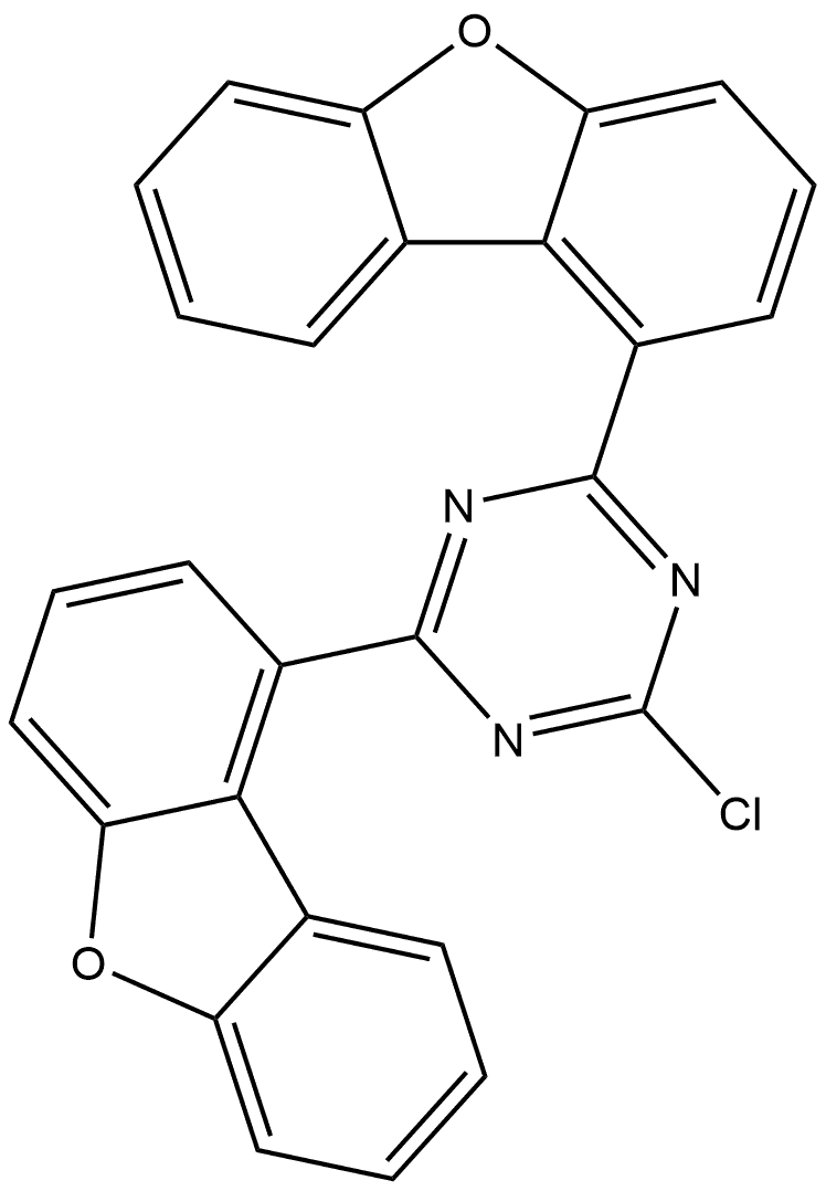 2-Chloro-4,6-bis(dibenzo[b,d]furan-1-yl)-1,3,5-triazine Struktur