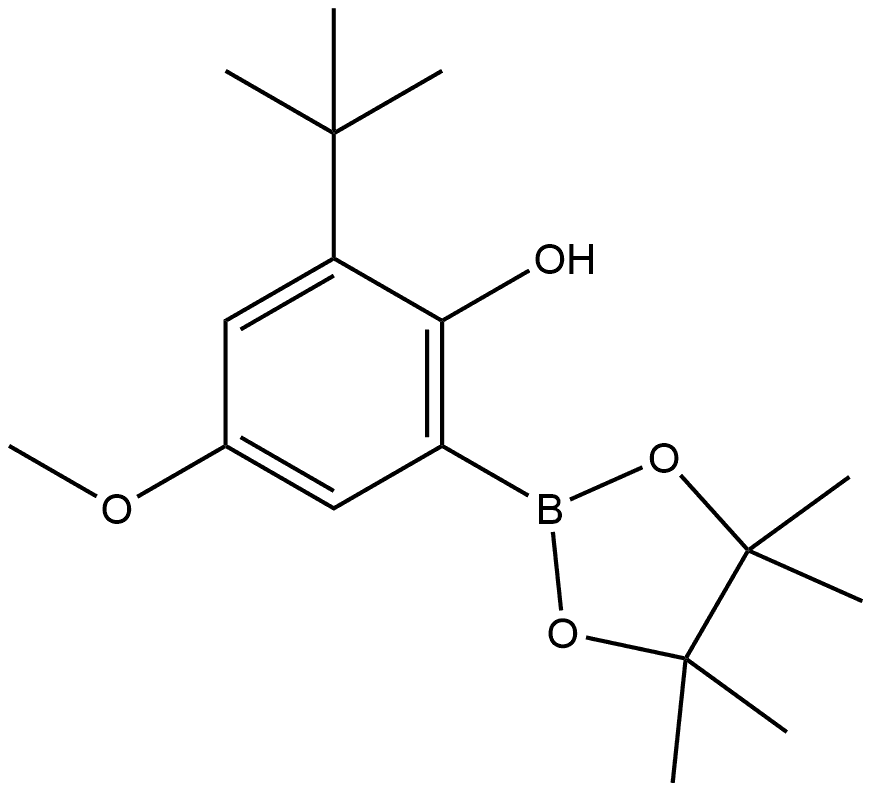 2-(tert-butyl)-4-methoxy-6-(4,4,5,5-tetramethyl-1,3,2-dioxaborolan-2-yl)phenol Struktur