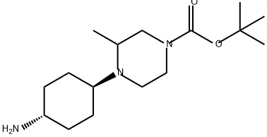 1-Piperazinecarboxylic acid, 4-(trans-4-aminocyclohexyl)-3-methyl-, 1,1-dimethylethyl ester Struktur