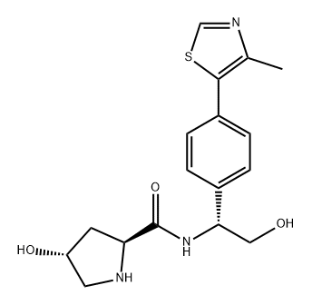 2-Pyrrolidinecarboxamide, 4-hydroxy-N-[(1R)-2-hydroxy-1-[4-(4-methyl-5-thiazolyl)phenyl]ethyl]-, (2S,4R)- Struktur