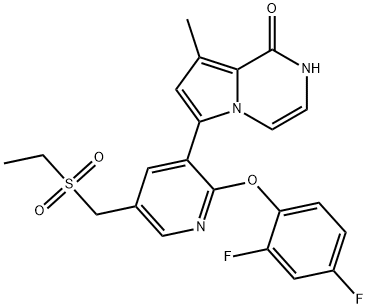 Pyrrolo[1,2-a]pyrazin-1(2H)-one, 6-[2-(2,4-difluorophenoxy)-5-[(ethylsulfonyl)methyl]-3-pyridinyl]-8-methyl- Struktur