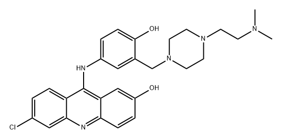 2-Acridinol, 6-chloro-9-[[3-[[4-[2-(dimethylamino)ethyl]-1-piperazinyl]methyl]-4-hydroxyphenyl]amino]- Struktur