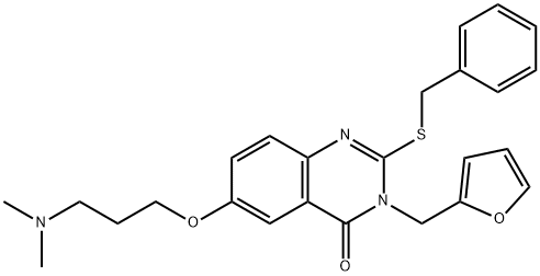 4(3H)-Quinazolinone, 6-[3-(dimethylamino)propoxy]-3-(2-furanylmethyl)-2-[(phenylmethyl)thio]- Struktur