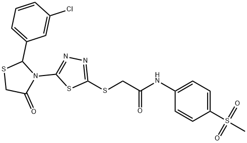 Acetamide, 2-[[5-[2-(3-chlorophenyl)-4-oxo-3-thiazolidinyl]-1,3,4-thiadiazol-2-yl]thio]-N-[4-(methylsulfonyl)phenyl]- Structure