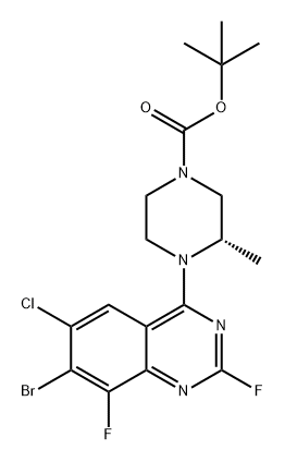 1-Piperazinecarboxylic acid, 4-(7-bromo-6-chloro-2,8-difluoro-4-quinazolinyl)-3-methyl-, 1,1-dimethylethyl ester, (3S)- Struktur